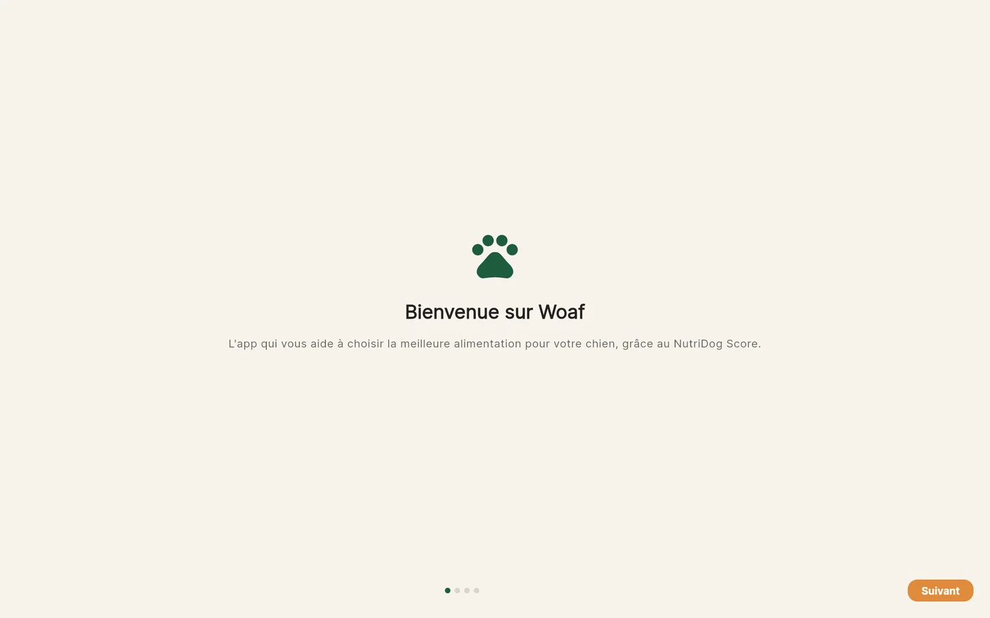 Maquette de l'application Woaf